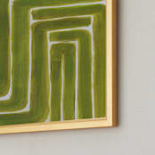 "White Green Stripes" - Art Print in Green-Gold by Lauren Rutley - Frame Close-up