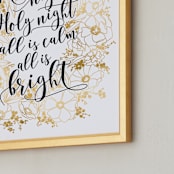 "Floral lyrics silent night" - Art Print in Golden effect by Rosana Laiz Blursbyai - Frame Close-up