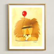 "Grumpy Lion" - Art Print in sunshine by Tracy Ann - Framed