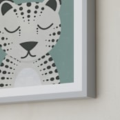 "Snow Leopard" - Art Print in Duck Egg by 2birdstone - Frame Close-up