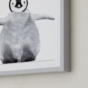 "Baby Animal Penguin" - Art Print in Antarctic Grey by Cass Loh - Frame Close-up