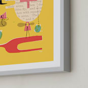 "Fun Games That Make You Laugh" - Art Print in Big Lemon by ERAY - Frame Close-up