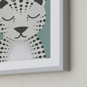 "Snow Leopard" - Art Print in Duck Egg by 2birdstone - Frame Close-up