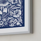"Royal Blue Chalk Floral" - Art Print in Navy by Becky Nimoy - Frame Close-up