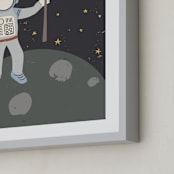 "Up in Space Astronaut" - Art Print in Muted Blue by Maggie Unruh - Frame Close-up