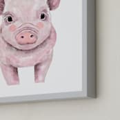 "Baby Animal Pig" - Art Print in Rosy Blush by Cass Loh - Frame Close-up
