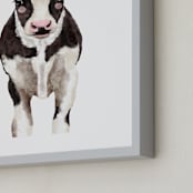 "Baby Animal Ox" - Art Print in Dark Chocolate by Cass Loh - Frame Close-up