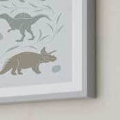"Gentle Dinosaurs" - Art Print in earthy greys by Leanne Friedberg - Frame Close-up