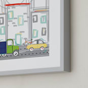"Beep Beep City" - Art Print in City Gray by Rebecca Marchese - Frame Close-up