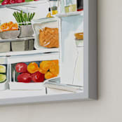 "Refrigerator Interior" - Art Print in orange by Lisa Travis - Frame Close-up
