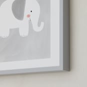 "Dream Big Elephant And Giraffe" - Art Print in Soft Grey by Patrice Horvath - Frame Close-up