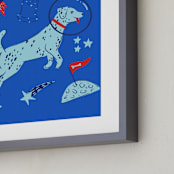 "Space Pup" - Art Print in Celestial by Kristin Mastoras - Frame Close-up