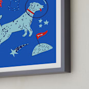 "Space Pup" - Art Print in Celestial by Kristin Mastoras - Frame Close-up