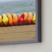 "Kayaks" - Art Print in Citrus Orange by Jonathan Brooks - Frame Close-up