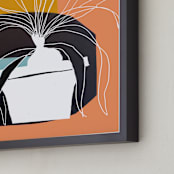 "Plant Life in White Ink" - Art Print in Peach cobbler by Deborah Velasquez - Frame Close-up