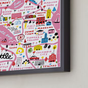 "I Love Seattle" - Art Print in Flamingo Pink by Jordan Sondler - Frame Close-up