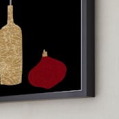 "Flower, onion, and a wine bottle" - Art Print in Red onion by Sonya Percival - Frame Close-up