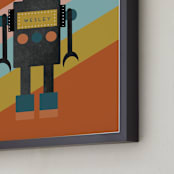 "Retro Robot" - Personalized Art Print in Pumpkin by Morgan Kendall - Frame Close-up
