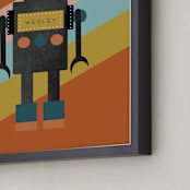 "Retro Robot" - Personalized Art Print in Pumpkin by Morgan Kendall - Frame Close-up