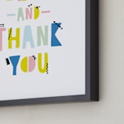 "Please and Thank You" - Art Print in Lake Blue by Erika Firm - Frame Close-up