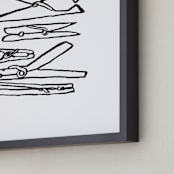 "Clothespins 2" - Art Print in Inky Black by Elliot Stokes - Frame Close-up