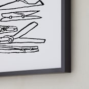 "Clothespins 2" - Art Print in Inky Black by Elliot Stokes - Frame Close-up