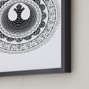 "Rebel Mandala" - Art Print in Space Black by The Tattered Traveler - Frame Close-up
