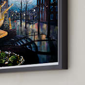 "Reminiscence on Main" - Art Print in Winter Night by The Tattered Traveler - Frame Close-up