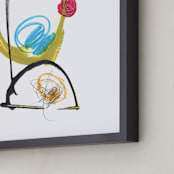 "Hijinks" - Art Print in Yellow by Misty Hughes - Frame Close-up