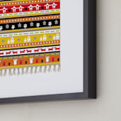 "Rustic Robot Rug" - Art Print in Mustard Yellow by Jan Shepherd - Frame Close-up