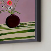 "Flowers at the Edge " - Art Print in wine by Nicole Simms - Frame Close-up