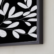 "Leaves in Black + White" - Art Print in Night Sky by Jennifer Hallock - Frame Close-up