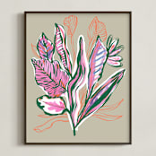 "Radiant Growth Tropical Botanical" - Art Print in Growing Green by Nikkita Cohoon - Framed