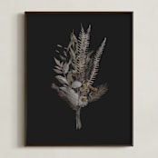 "Painted Flowers II" - Art Print in Almost Black by Leanne Friedberg - Framed