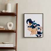 "Abstract Botanical" - Art Print in Navy Blue by Caryn Owen - In a Room