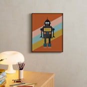 "Retro Robot" - Personalized Art Print in Pumpkin by Morgan Kendall - In a Room
