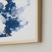 "Delight in the Storm II" - Art Print in Deep Blue by Julia Contacessi - Frame Close-up