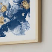 "Delight in the Storm I" - Art Print in Deep Blue by Julia Contacessi - Frame Close-up