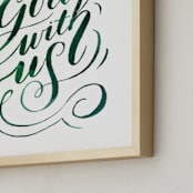 "God With Us Script" - Art Print in Evergreen by Alethea and Ruth - Frame Close-up
