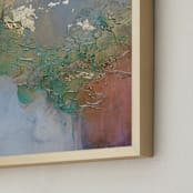 "Don't Stop Blooming #2" - Art Print in Turquoise Green by Christine Olmstead - Frame Close-up