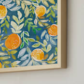"Fruitful and Free" - Art Print in Blue by Britt Mills - Frame Close-up