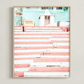 "Varanasi Stairs" - Art Print in Blush by LindseyErin - Framed