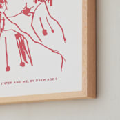 "Your Drawing: Portrait Custom Print" - Custom Print in Pink Grapefruit by Minted - Frame Close-up
