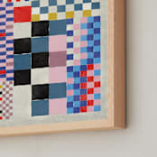 "Checker Madness" - Art Print in Marine Blue by Krissy Callahan - Frame Close-up