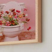"Fertile Blooms" - Art Print in Tulip Field Pink by Theresa Bear - Frame Close-up