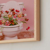 "Fertile Blooms" - Art Print in Tulip Field Pink by Theresa Bear - Frame Close-up