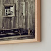 "Bench by the Sea" - Art Print in Rustic Brown by Gray Star Design - Frame Close-up