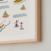 "Fun at the Lake" - Art Print in Light Cream by Lea Velasquez - Frame Close-up