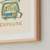"All Packed and Ready to Explore" - Art Print in Pine by Kayla Buchner - Frame Close-up