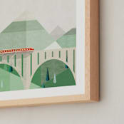 "Train Voyage" - Art Print in Burnt Sienna by Robert and Stella - Frame Close-up